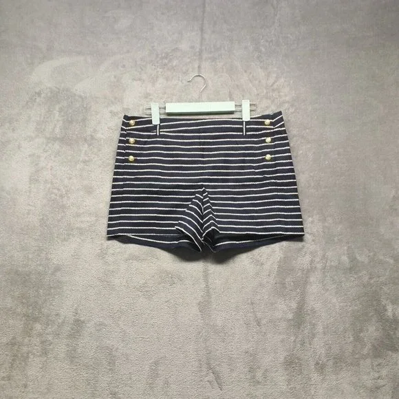 🍑CYNTHIA ROWLEY Women Casual Walking Shorts Striped Cotton Size 8(W34) - Picture 1 of 12